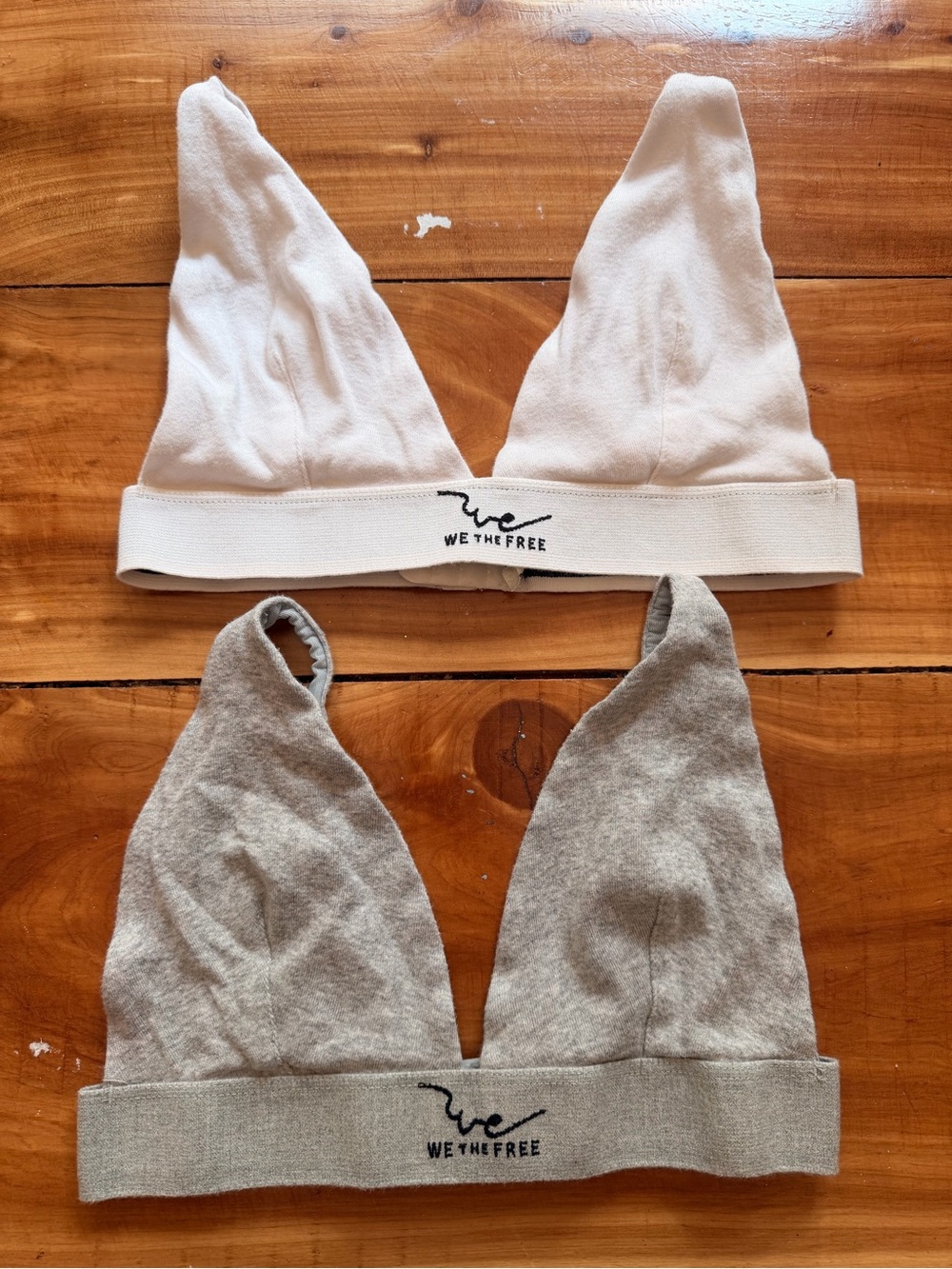 We The Free Soft Bralette Set, White and Heather Gray, XS, Adjustable Straps 🤍🩶
